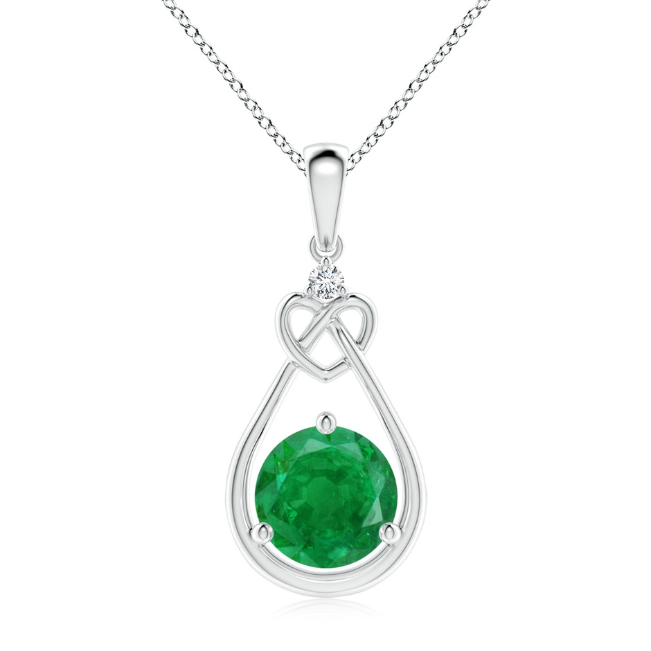 8mm AA Emerald Knotted Heart Pendant with Diamond in P950 Platinum 