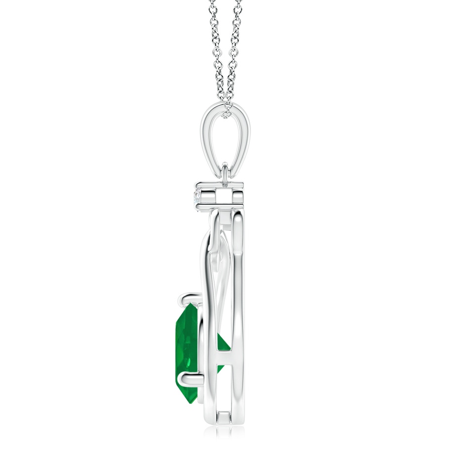 8mm AA Emerald Knotted Heart Pendant with Diamond in P950 Platinum side 199