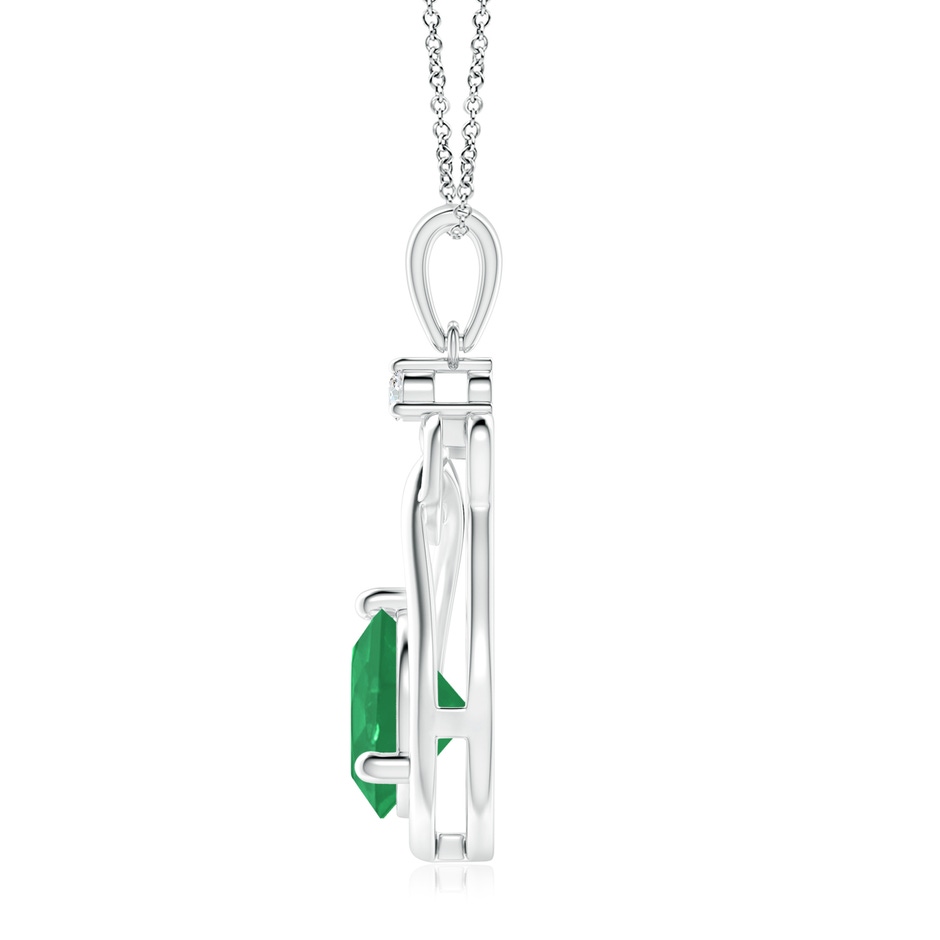 9mm A Emerald Knotted Heart Pendant with Diamond in White Gold side 199