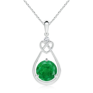 9mm AA Emerald Knotted Heart Pendant with Diamond in P950 Platinum