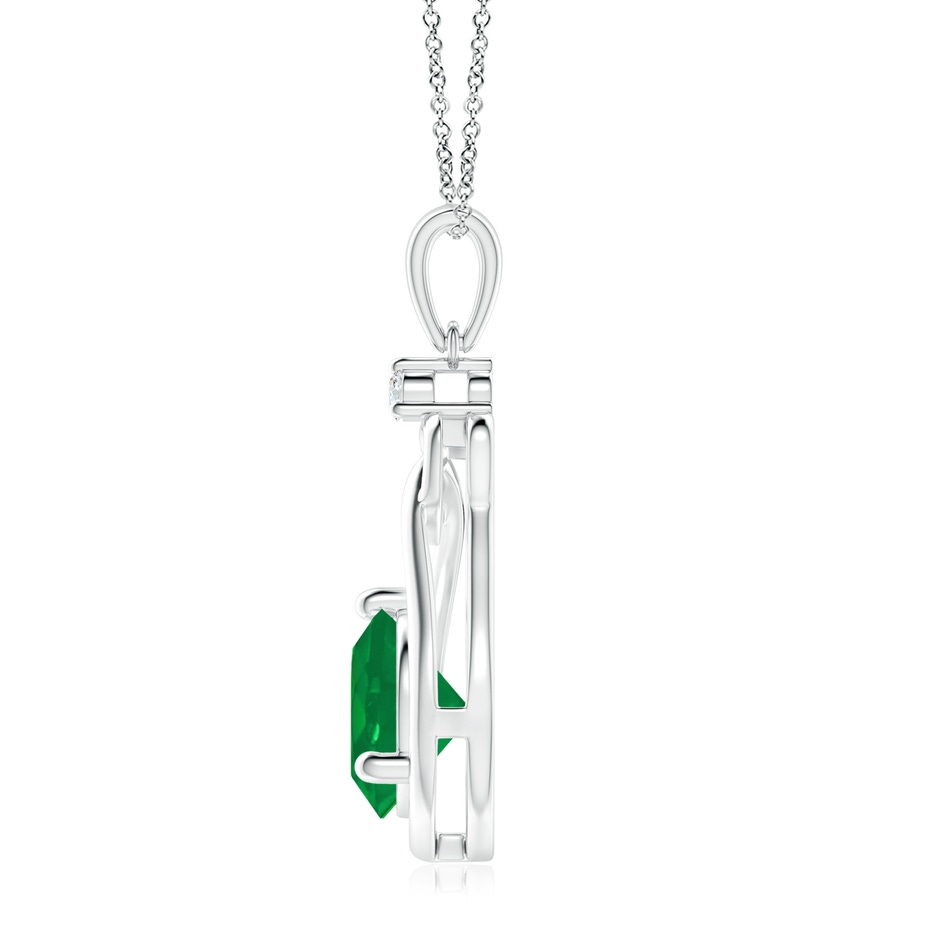9mm AA Emerald Knotted Heart Pendant with Diamond in S999 Silver side 199