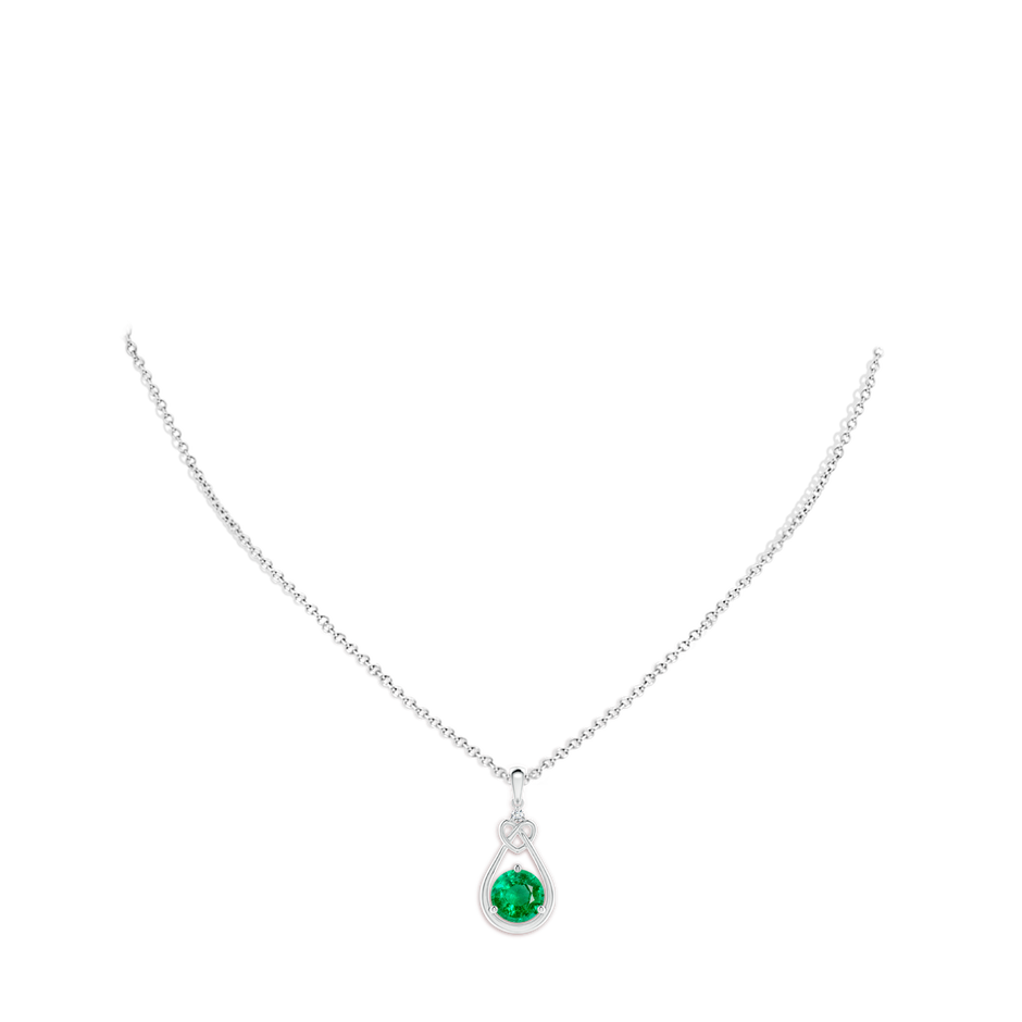 9mm AAA Emerald Knotted Heart Pendant with Diamond in P950 Platinum pen