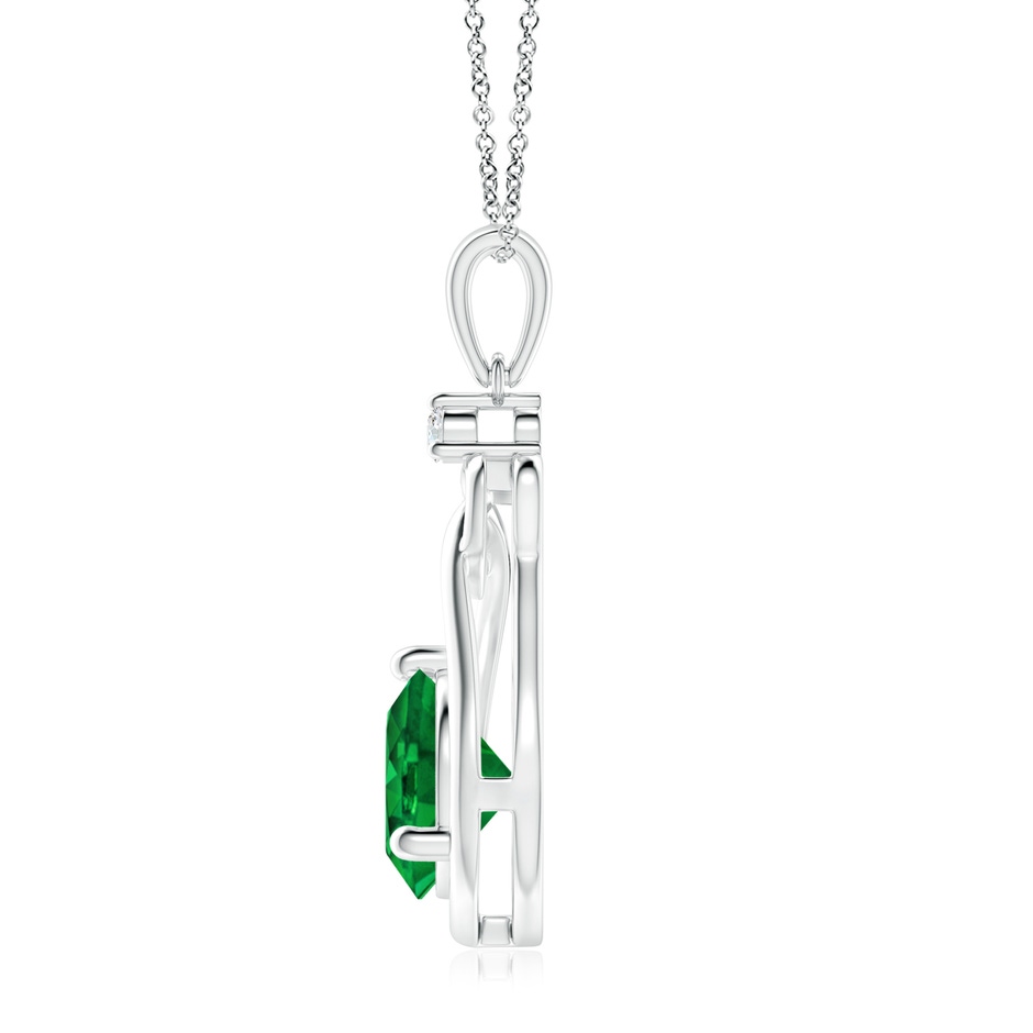 9mm AAAA Emerald Knotted Heart Pendant with Diamond in S999 Silver side 199