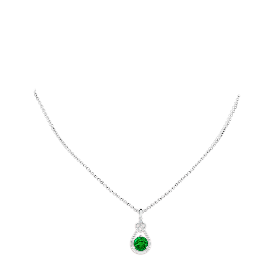 9mm AAAA Emerald Knotted Heart Pendant with Diamond in S999 Silver pen