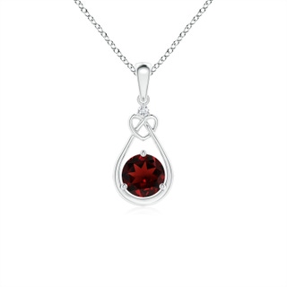 5mm AAA Garnet Knotted Heart Pendant with Diamond in S999 Silver