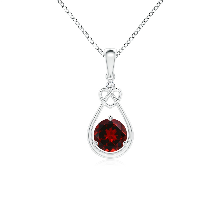 5mm AAAA Garnet Knotted Heart Pendant with Diamond in P950 Platinum 