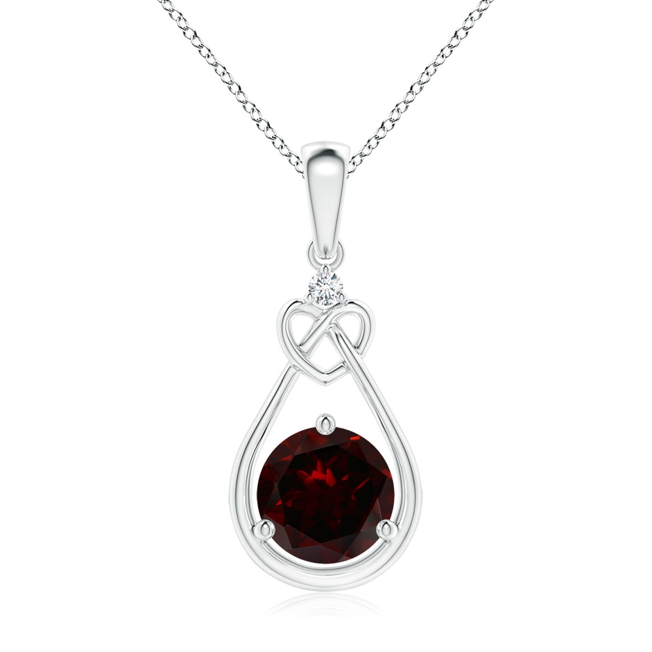 7mm A Garnet Knotted Heart Pendant with Diamond in P950 Platinum 