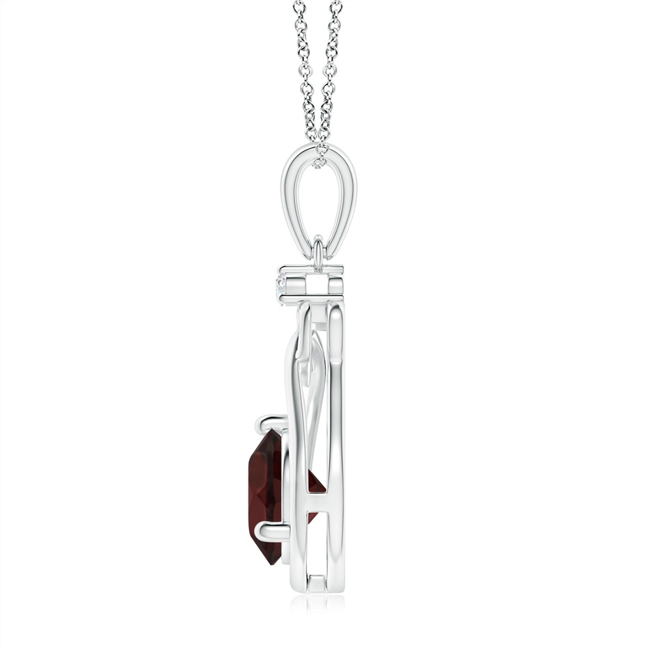 7mm A Garnet Knotted Heart Pendant with Diamond in P950 Platinum side-1