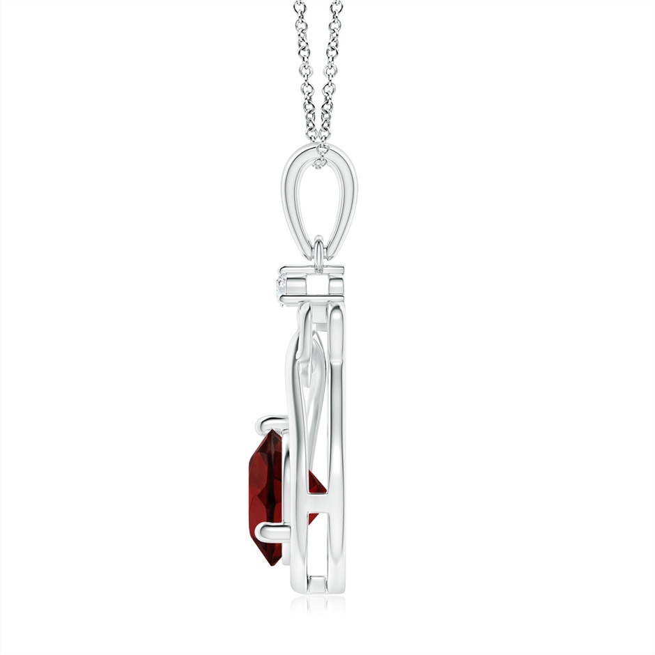 7mm AAA Garnet Knotted Heart Pendant with Diamond in White Gold side-1
