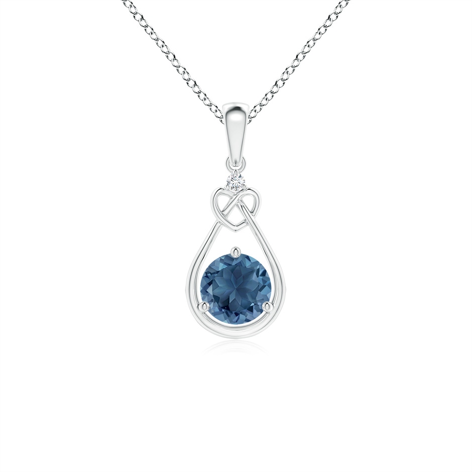 5mm A London Blue Topaz Knotted Heart Pendant with Diamond in P950 Platinum 