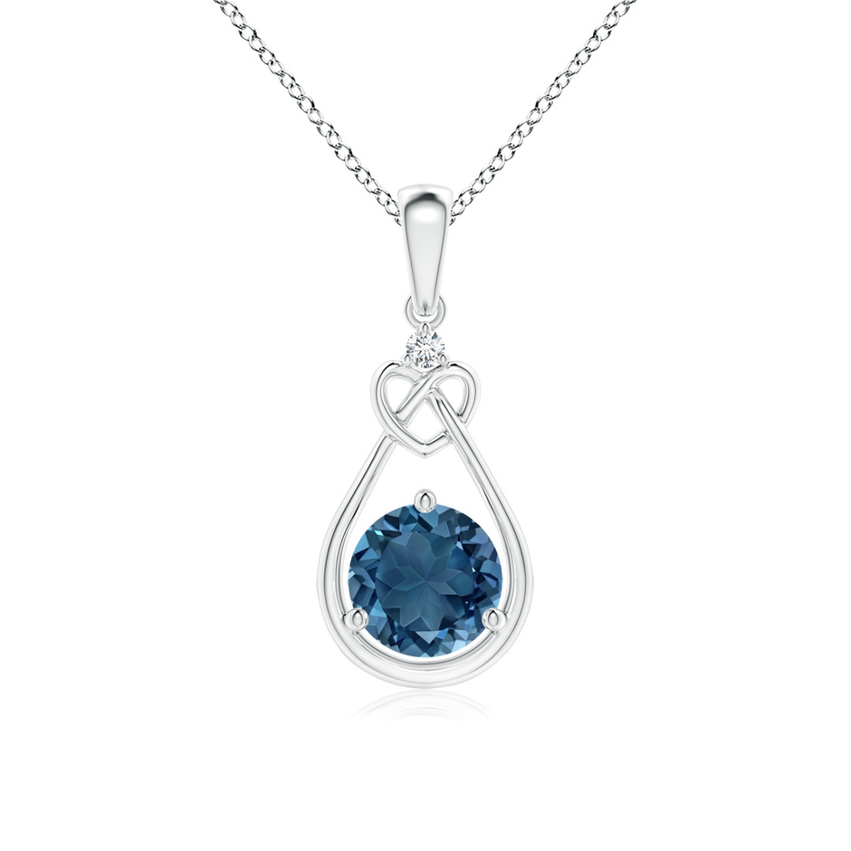 6mm AA London Blue Topaz Knotted Heart Pendant with Diamond in P950 Platinum 