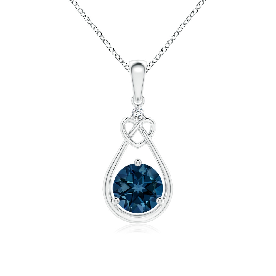6mm AAAA London Blue Topaz Knotted Heart Pendant with Diamond in P950 Platinum 