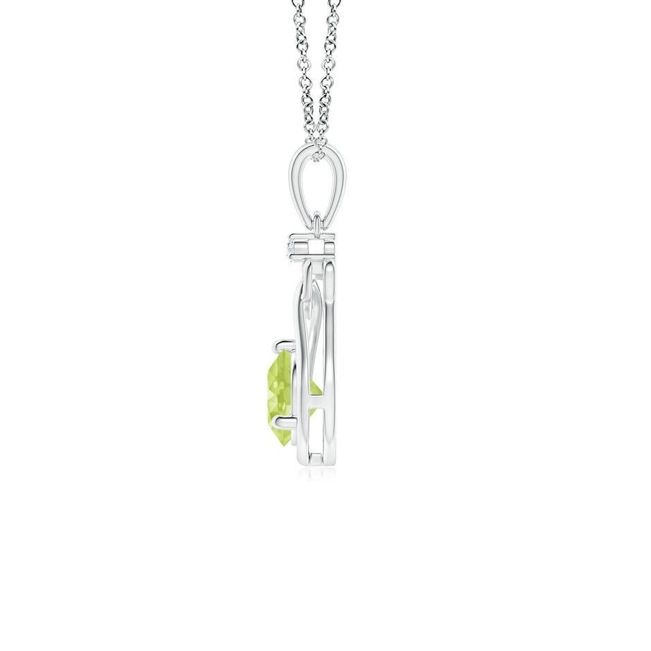 5mm A Peridot Knotted Heart Pendant with Diamond in S999 Silver side-1