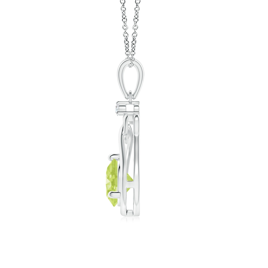 6mm A Peridot Knotted Heart Pendant with Diamond in S999 Silver side-1