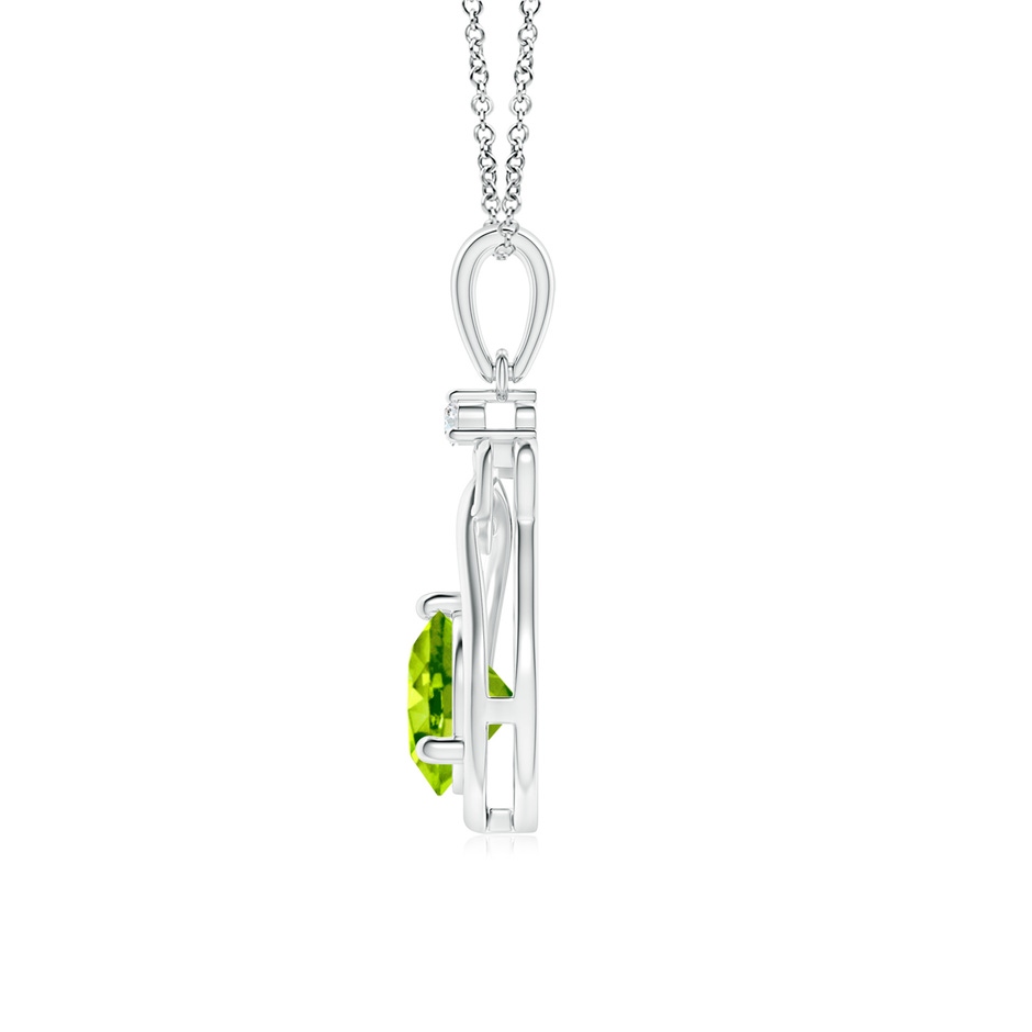 6mm AAA Peridot Knotted Heart Pendant with Diamond in White Gold side-1