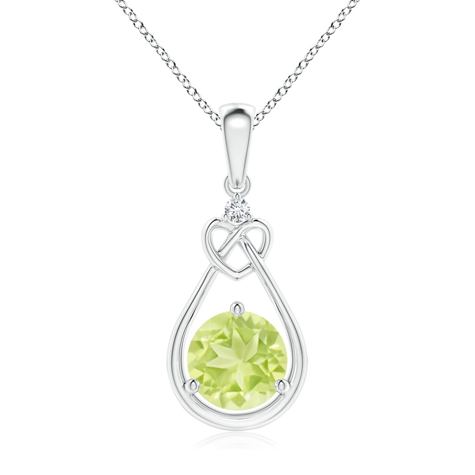 7mm A Peridot Knotted Heart Pendant with Diamond in S999 Silver 