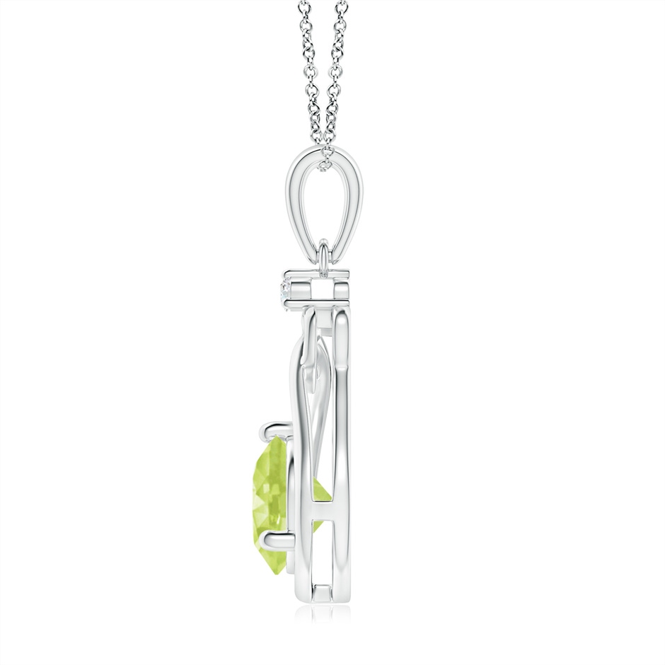 7mm A Peridot Knotted Heart Pendant with Diamond in S999 Silver side-1