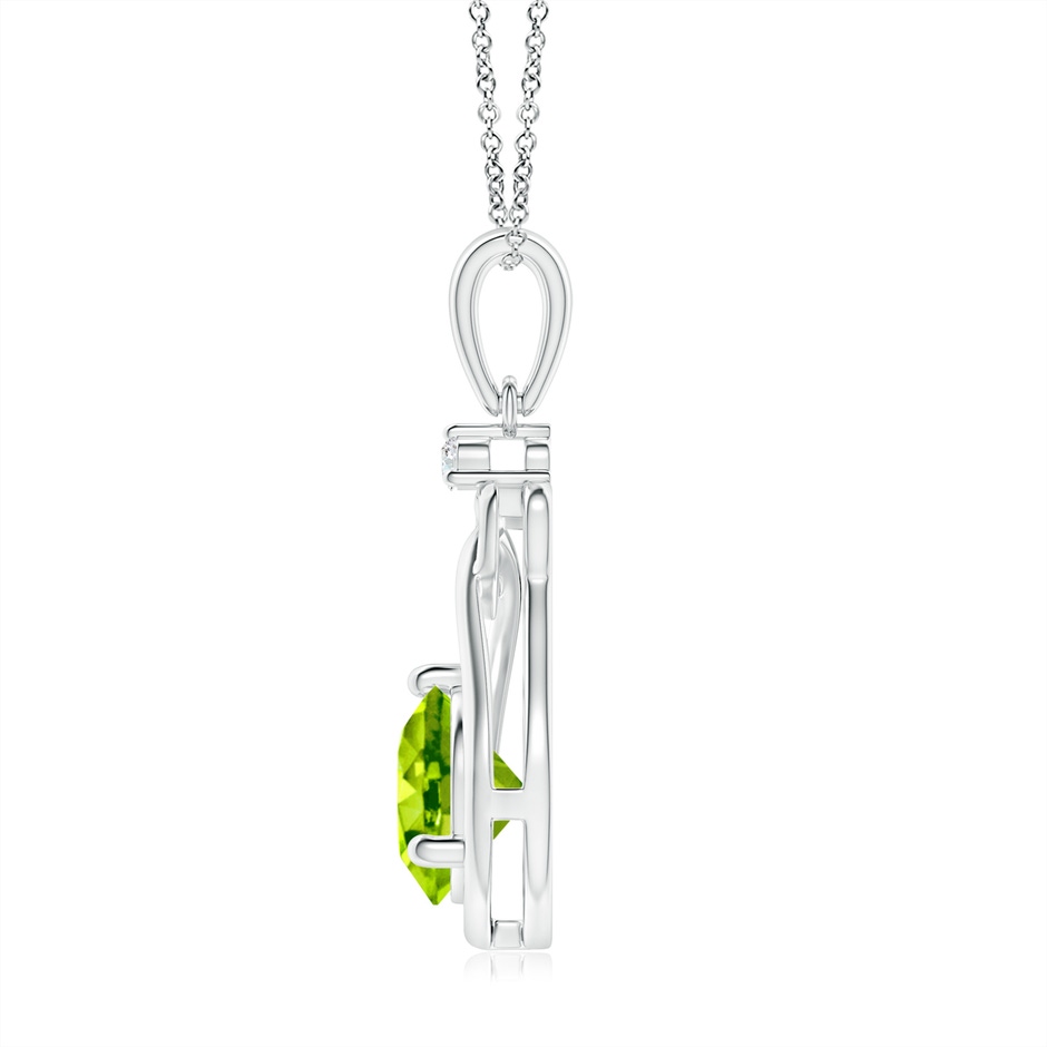 7mm AAA Peridot Knotted Heart Pendant with Diamond in S999 Silver side-1