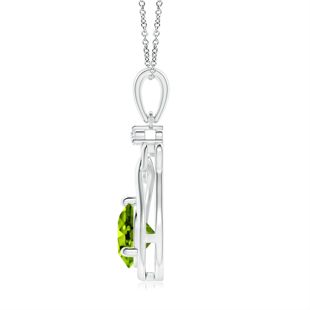 7mm AAAA Peridot Knotted Heart Pendant with Diamond in P950 Platinum Side-1