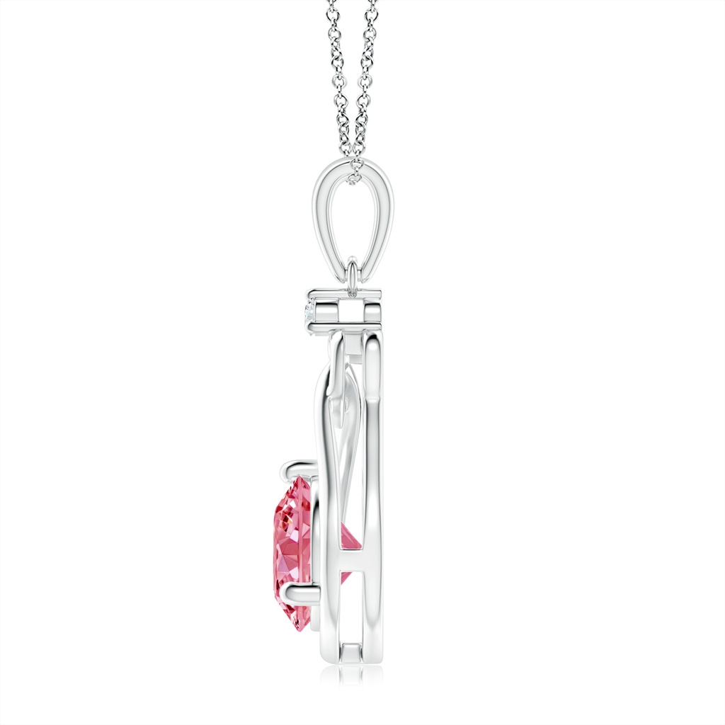 7.4mm AAAA Fancy Intense Pink Diamond Knotted Heart Pendant in White Gold - side 199
