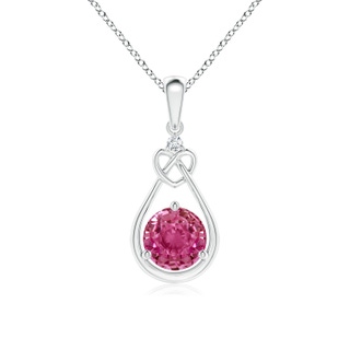 6mm AAAA Pink Sapphire Knotted Heart Pendant with Diamond in P950 Platinum
