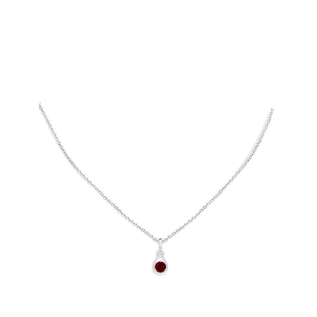 5mm AAAA Ruby Knotted Heart Pendant with Diamond in S999 Silver pen