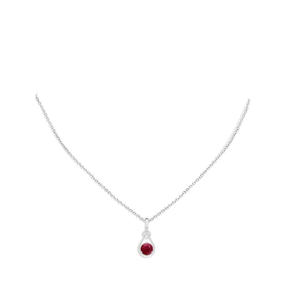 6mm A Ruby Knotted Heart Pendant with Diamond in P950 Platinum pen