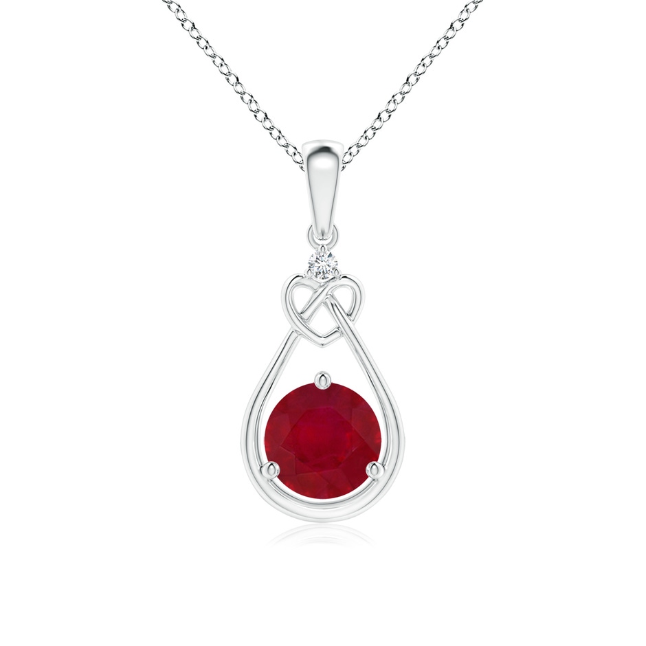 6mm AA Ruby Knotted Heart Pendant with Diamond in P950 Platinum 