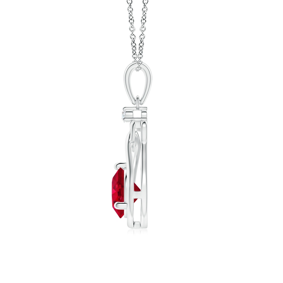 6mm AAA Ruby Knotted Heart Pendant with Diamond in White Gold side 199