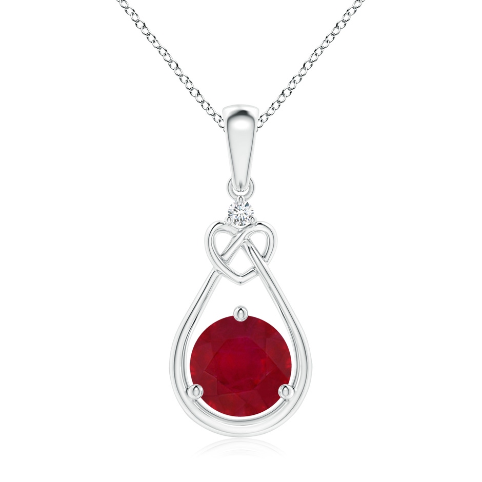 7mm AA Ruby Knotted Heart Pendant with Diamond in P950 Platinum 