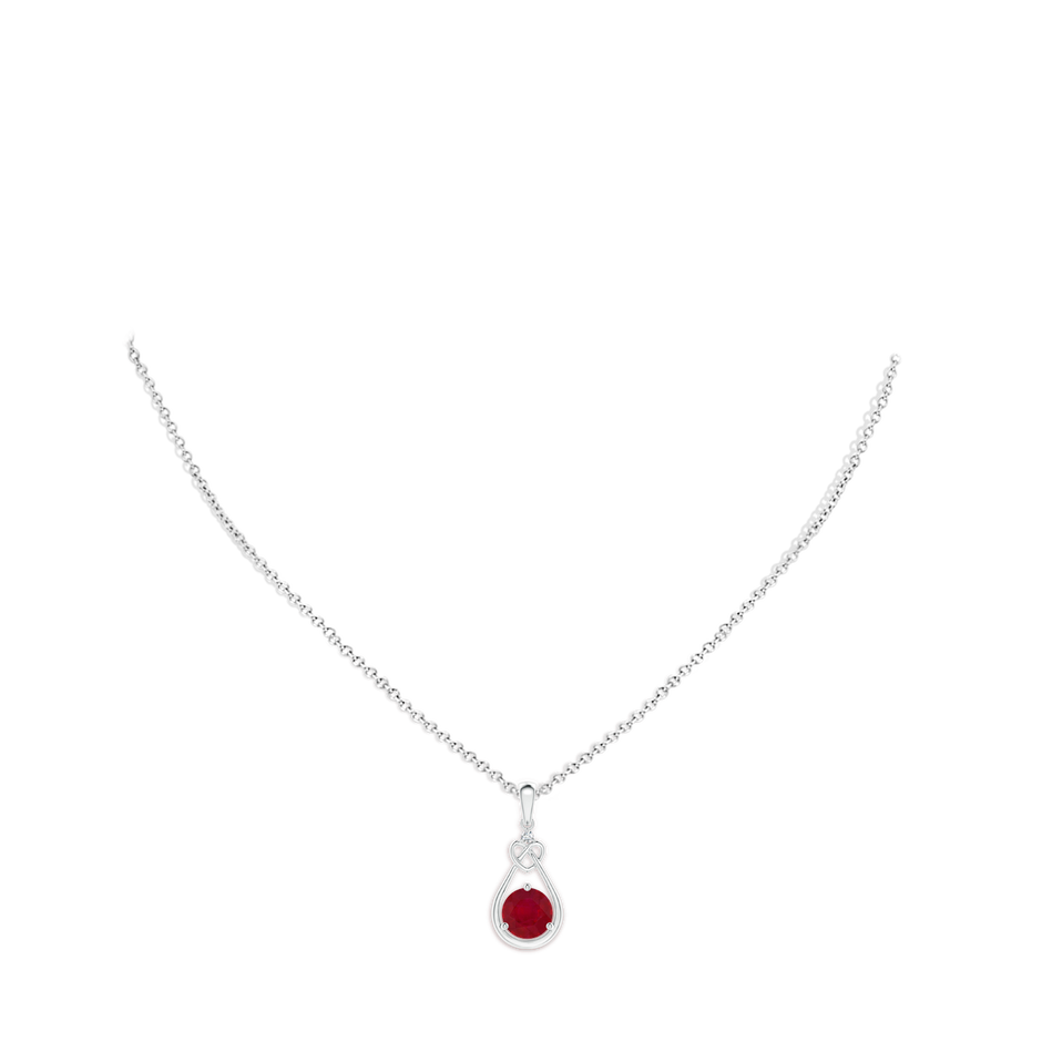7mm AA Ruby Knotted Heart Pendant with Diamond in P950 Platinum pen