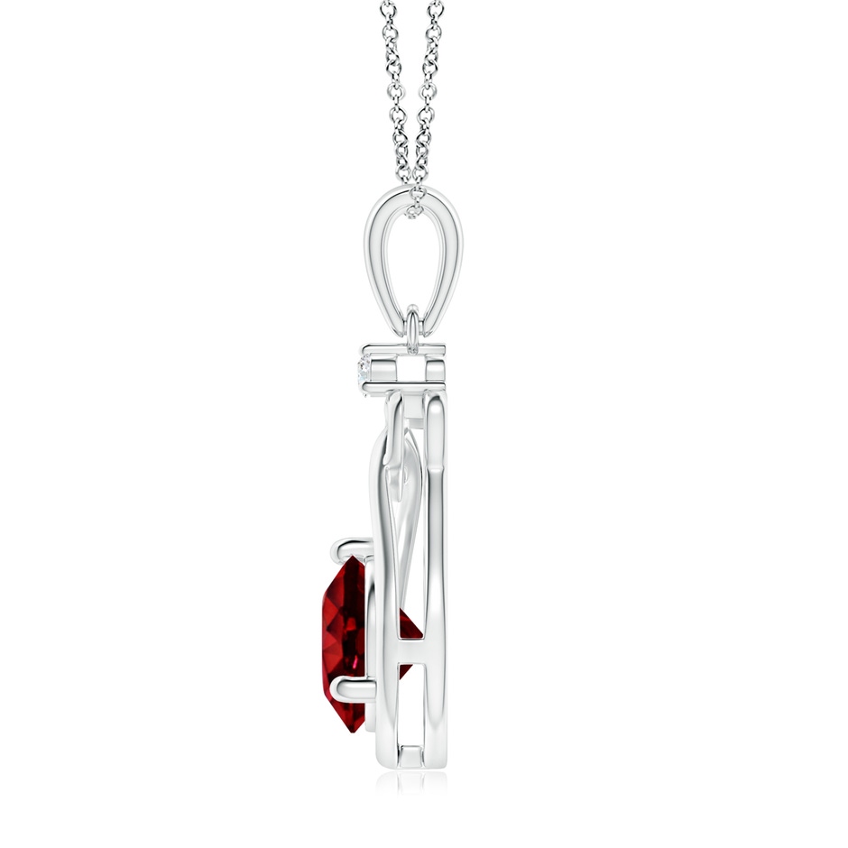 7mm AAAA Ruby Knotted Heart Pendant with Diamond in P950 Platinum side 199