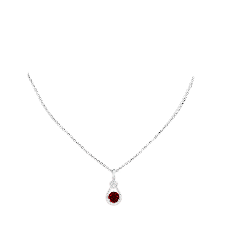 7mm AAAA Ruby Knotted Heart Pendant with Diamond in S999 Silver pen