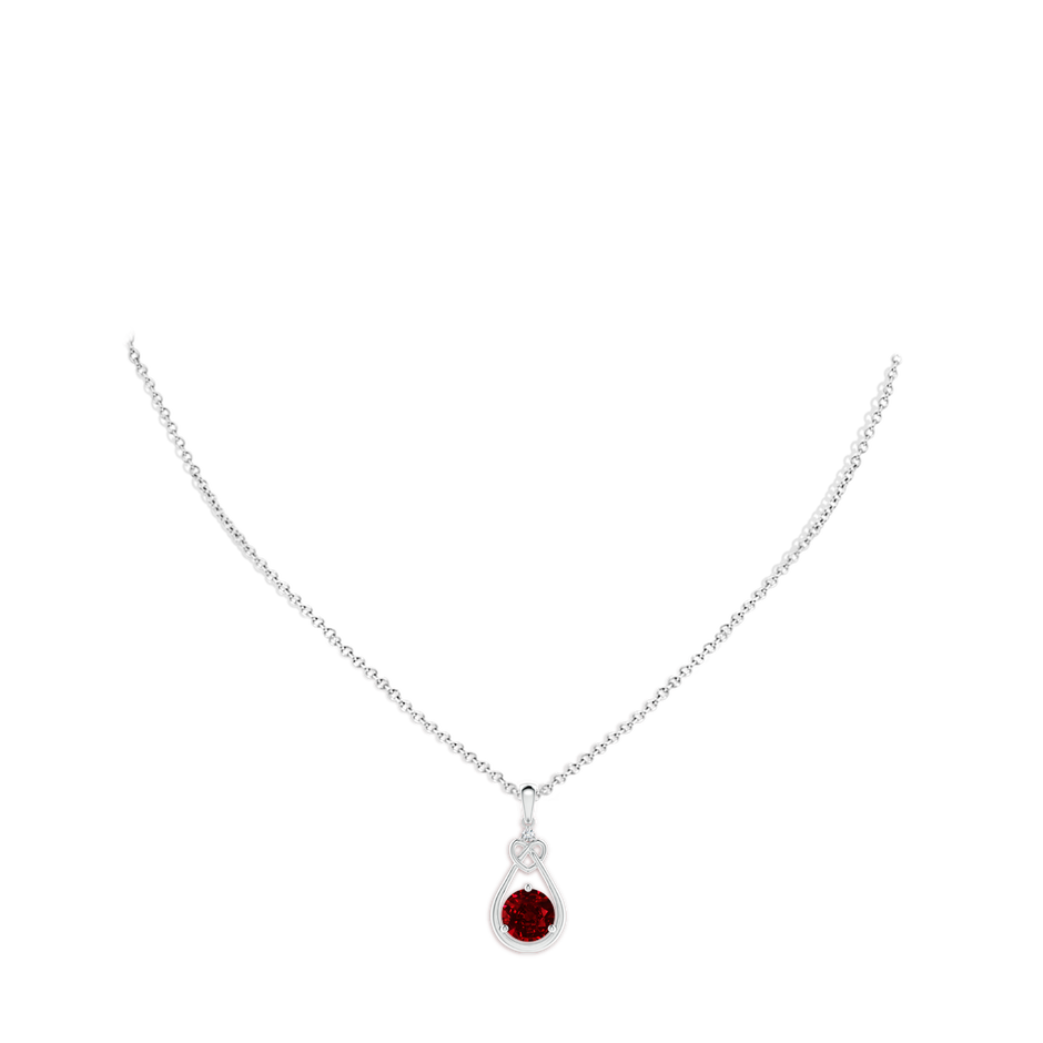 8mm AAAA Ruby Knotted Heart Pendant with Diamond in P950 Platinum pen