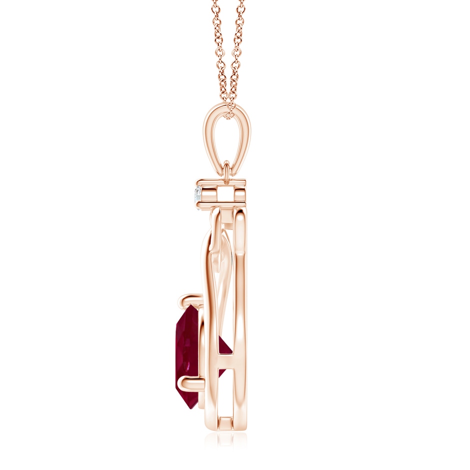 9mm A Ruby Knotted Heart Pendant with Diamond in 18K Rose Gold side 199