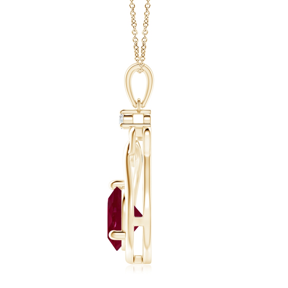 9mm A Ruby Knotted Heart Pendant with Diamond in Yellow Gold side 199
