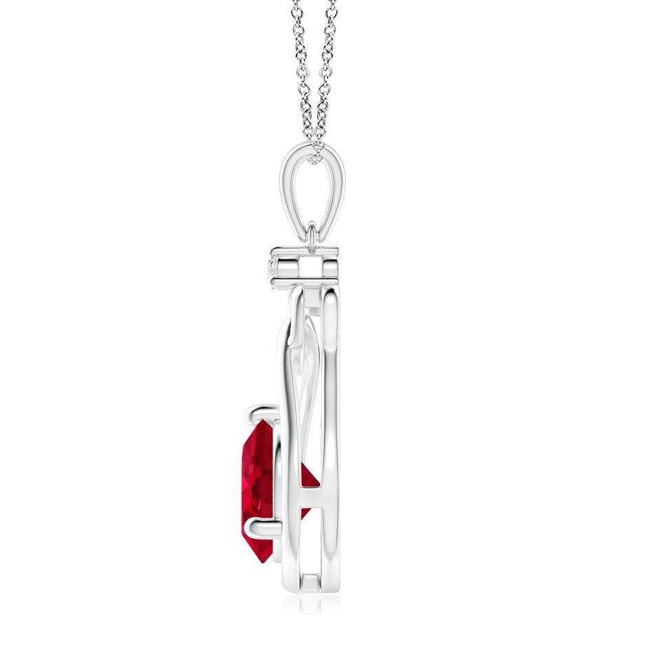 9mm AAA Ruby Knotted Heart Pendant with Diamond in P950 Platinum side 199