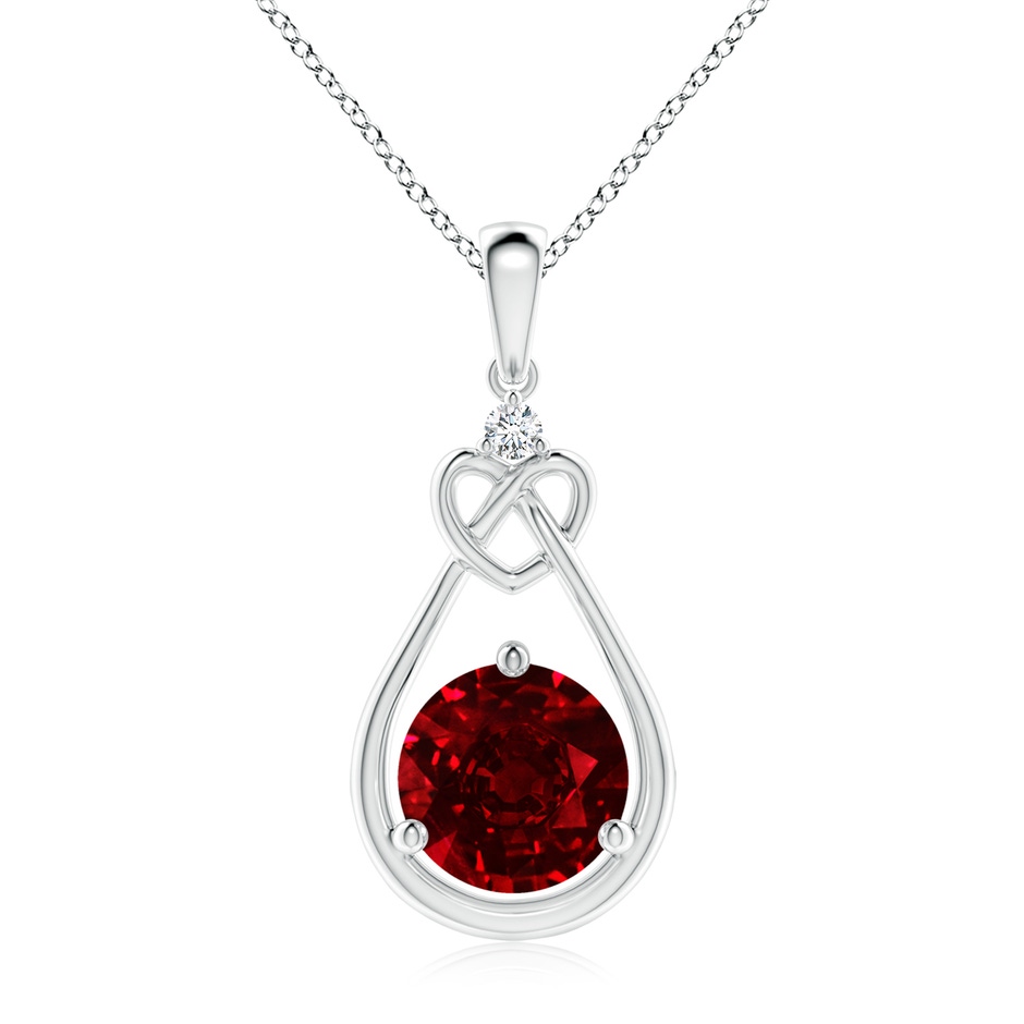 9mm AAAA Ruby Knotted Heart Pendant with Diamond in P950 Platinum 