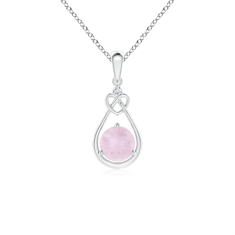 5mm A Rose Quartz Knotted Heart Pendant with Diamond in P950 Platinum 