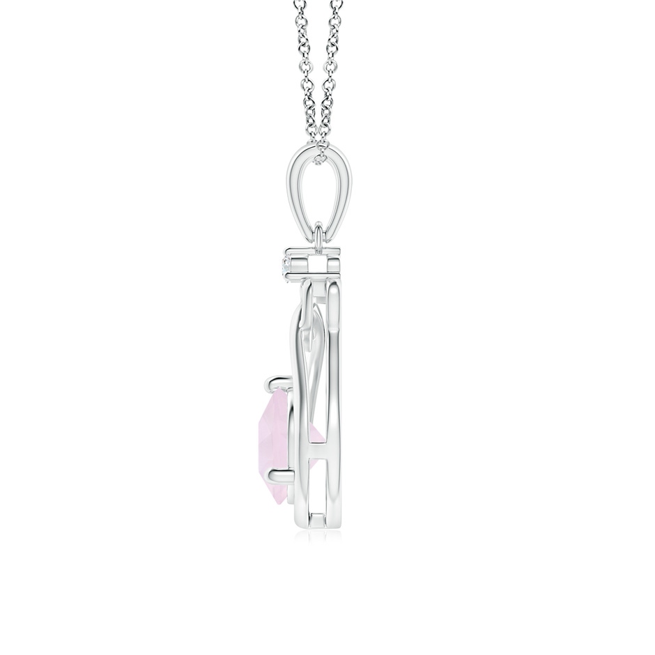 6mm A Rose Quartz Knotted Heart Pendant with Diamond in P950 Platinum side-1