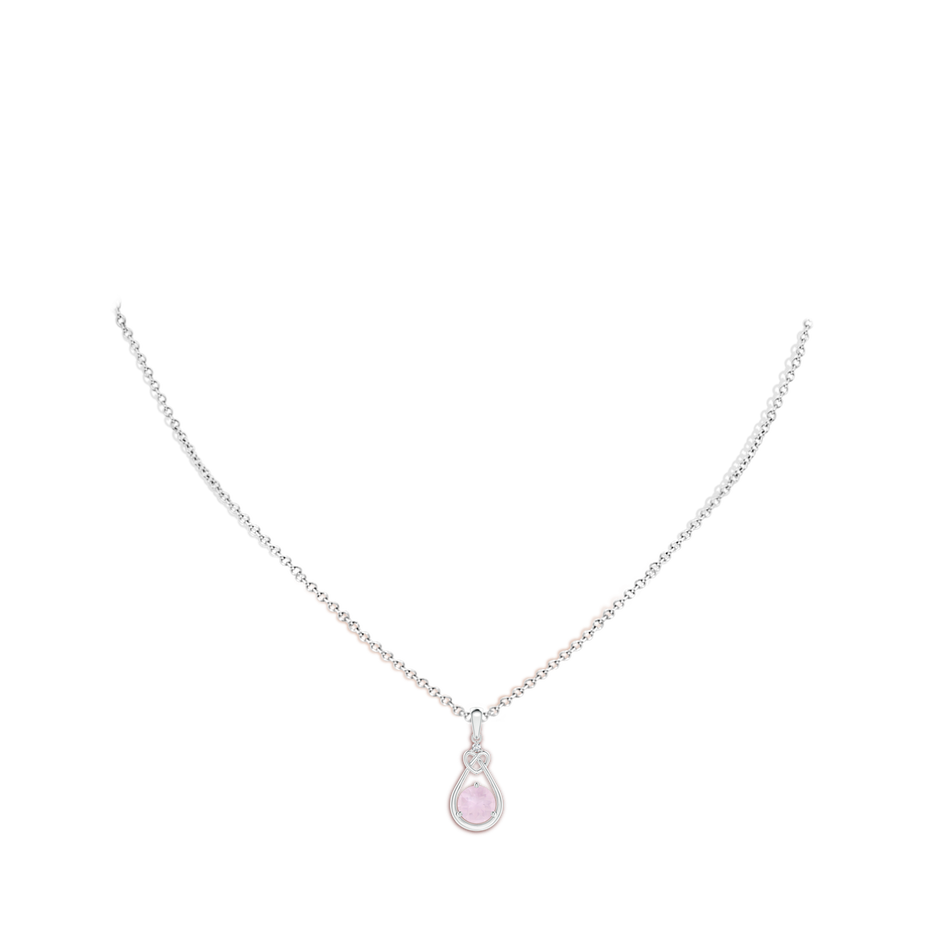 6mm A Rose Quartz Knotted Heart Pendant with Diamond in P950 Platinum body-neck