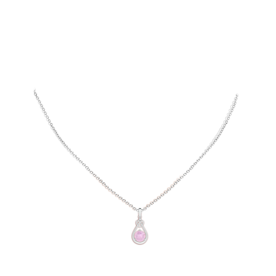 6mm AAAA Rose Quartz Knotted Heart Pendant with Diamond in P950 Platinum body-neck