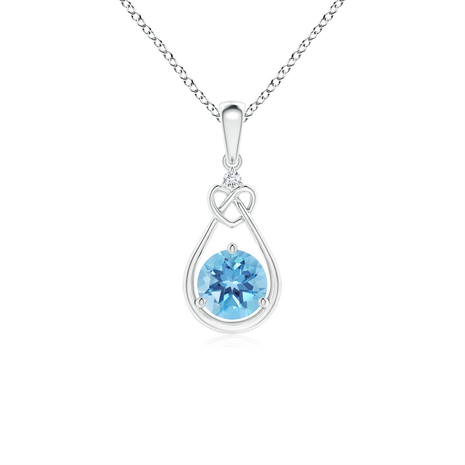 5mm A Swiss Blue Topaz Knotted Heart Pendant with Diamond in P950 Platinum 