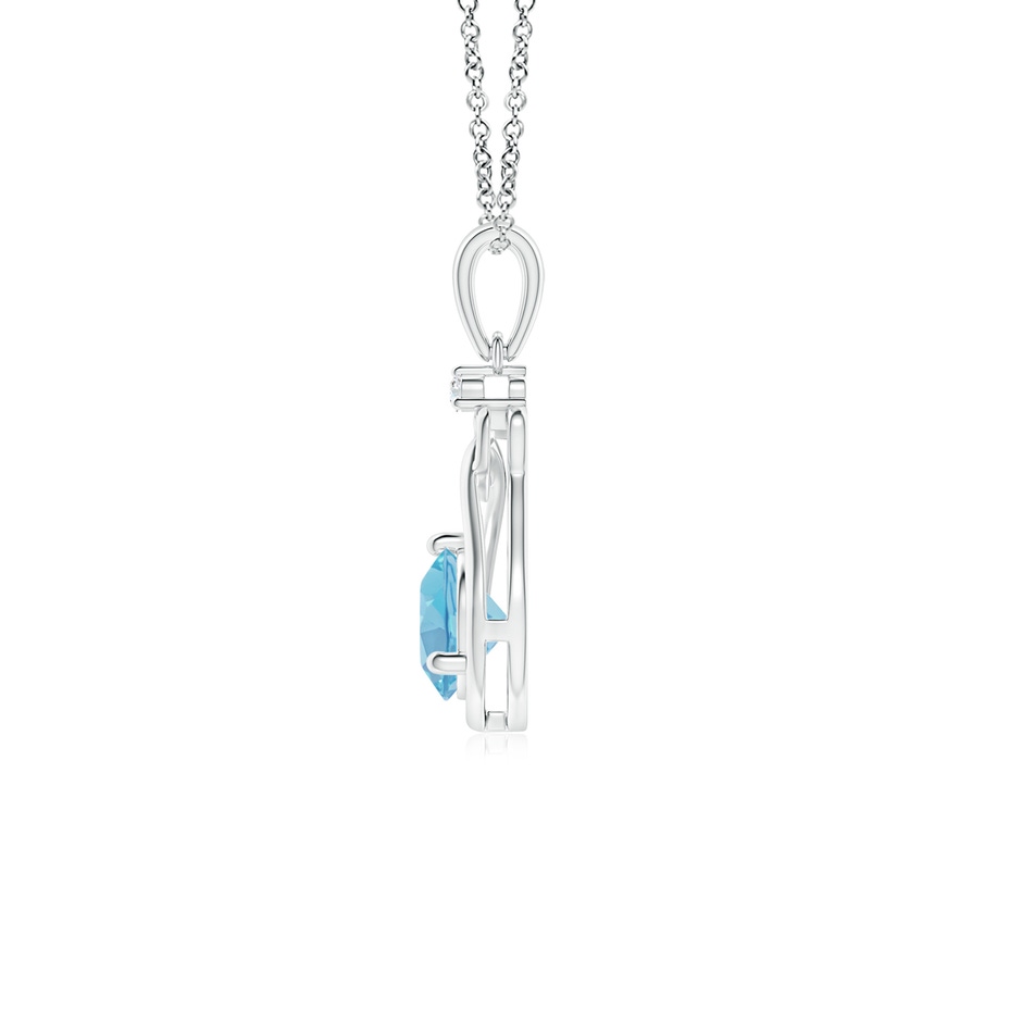 5mm A Swiss Blue Topaz Knotted Heart Pendant with Diamond in P950 Platinum side-1