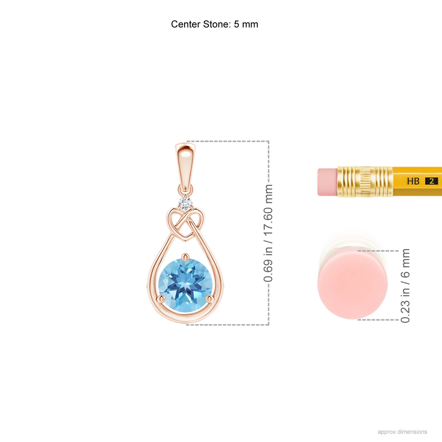Swiss Blue Topaz Knotted Heart Pendant with Diamond