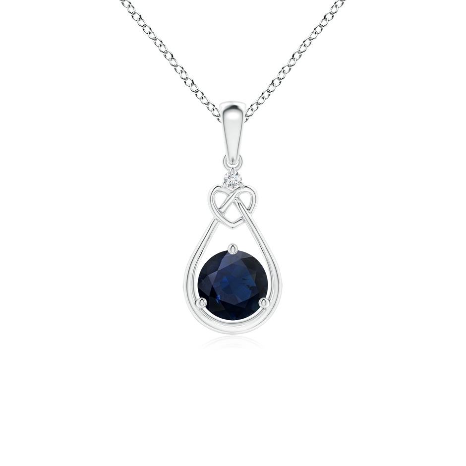 5mm A Sapphire Knotted Heart Pendant with Diamond in P950 Platinum 