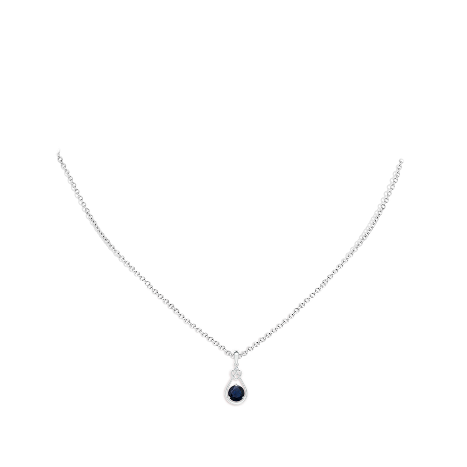 5mm A Sapphire Knotted Heart Pendant with Diamond in P950 Platinum pen