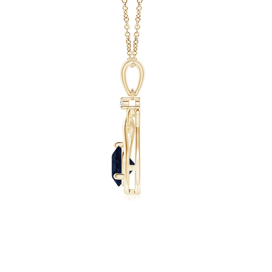 5mm A Sapphire Knotted Heart Pendant with Diamond in Yellow Gold side 199