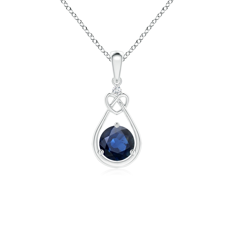 5mm AA Sapphire Knotted Heart Pendant with Diamond in S999 Silver 