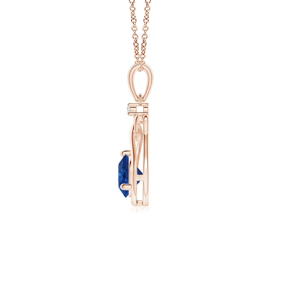 5mm AAA Sapphire Knotted Heart Pendant with Diamond in 9K Rose Gold side 199